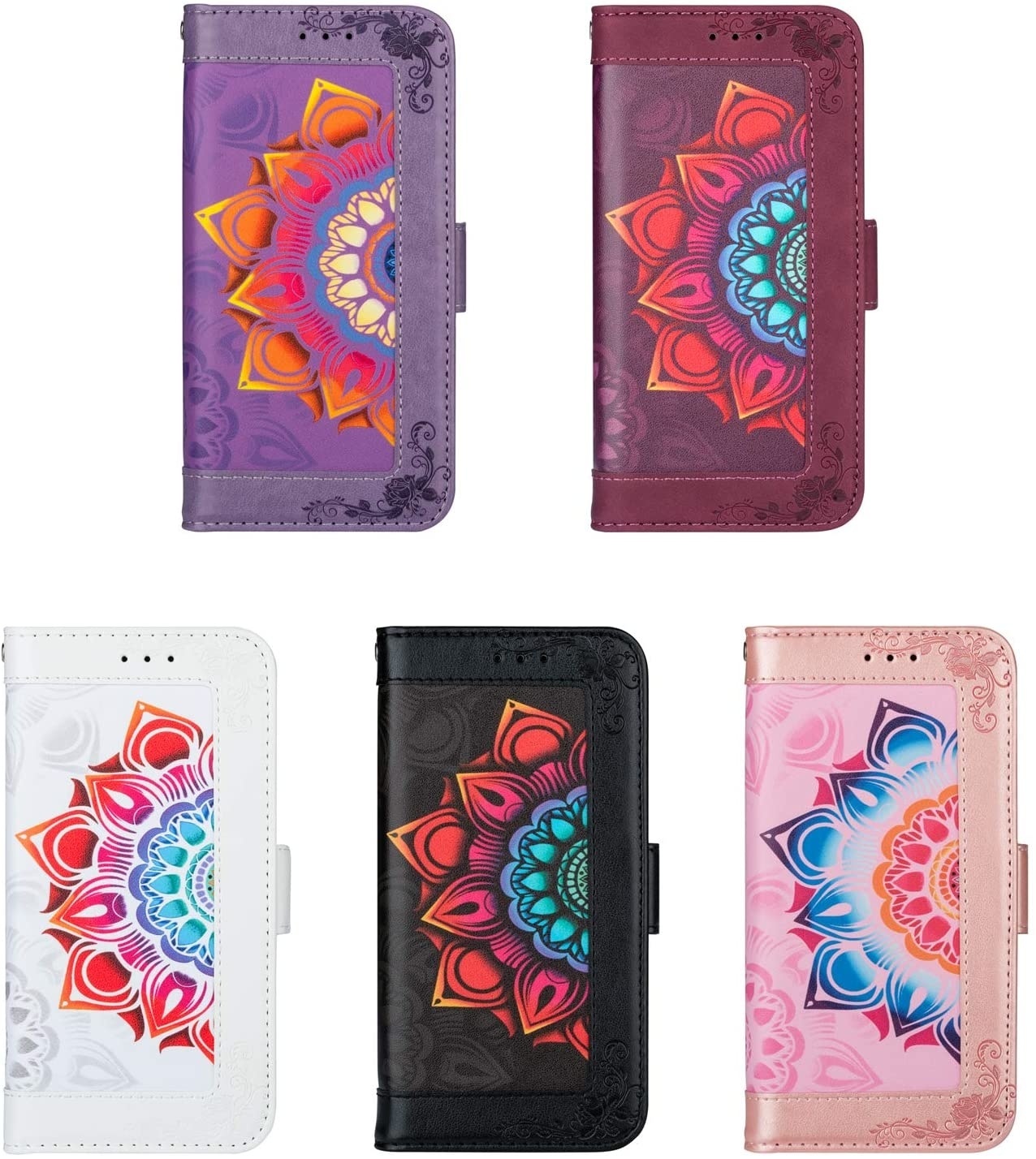 JVS Products Samsung Galaxy S21 Plus hoesje - Bookcase - Koord - Pasjeshouder - Portemonnee - Mandalapatroon - Kunstleer - Roze