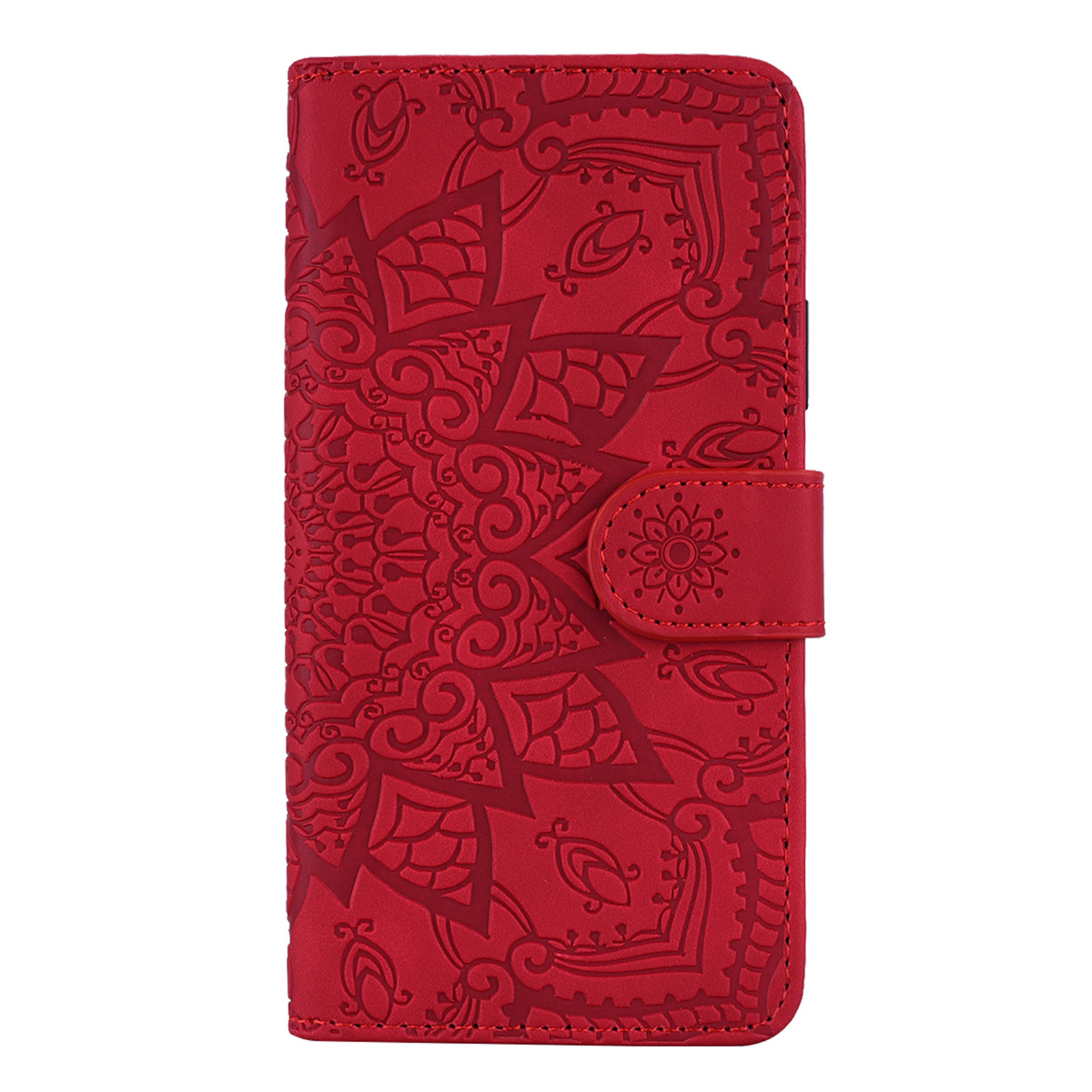 JVS Products iPhone XR hoesje - Bookcase - Pasjeshouder - Portemonnee - Mandalapatroon - Kunstleer - Rood