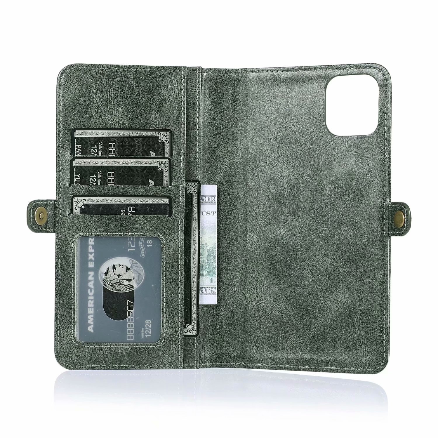 JVS Products iPhone 14 Pro hoesje - Bookcase - Afneembaar 2 in 1 - Backcover - Pasjeshouder - Portemonnee - Kunstleer - Groen