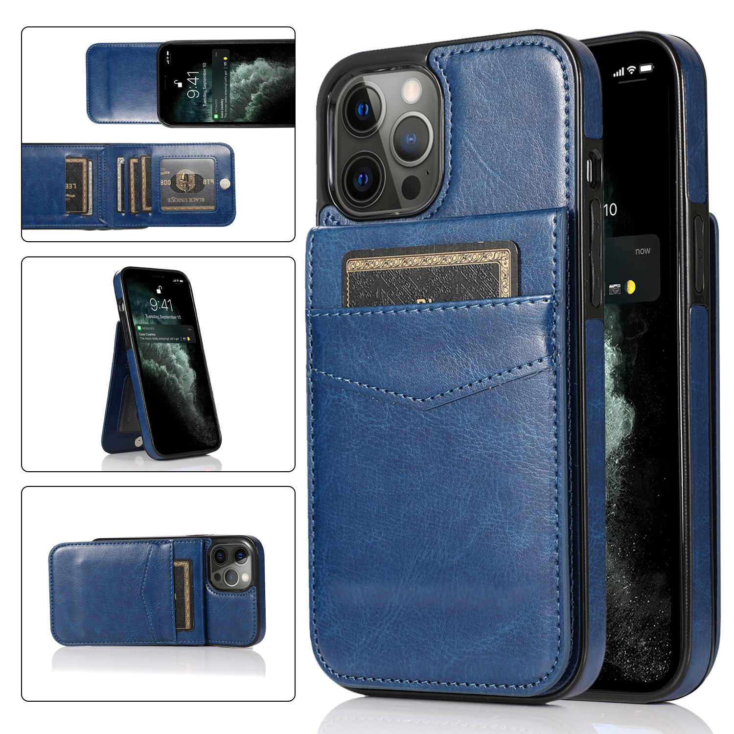 JVS Products Samsung Galaxy A71 hoesje - Backcover - Pasjeshouder - Portemonnee - Kunstleer - Donkerblauw