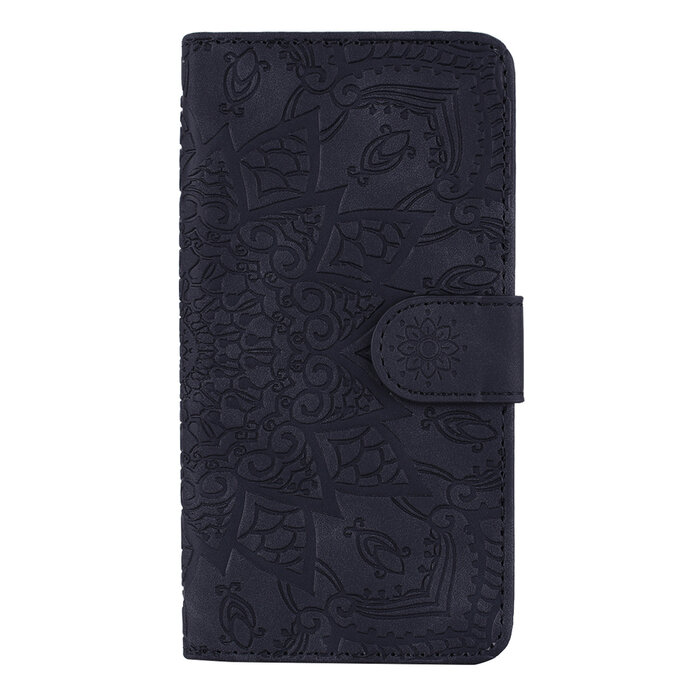 JVS Products iPhone XR hoesje - Bookcase - Pasjeshouder - Portemonnee - Mandalapatroon - Kunstleer - Zwart