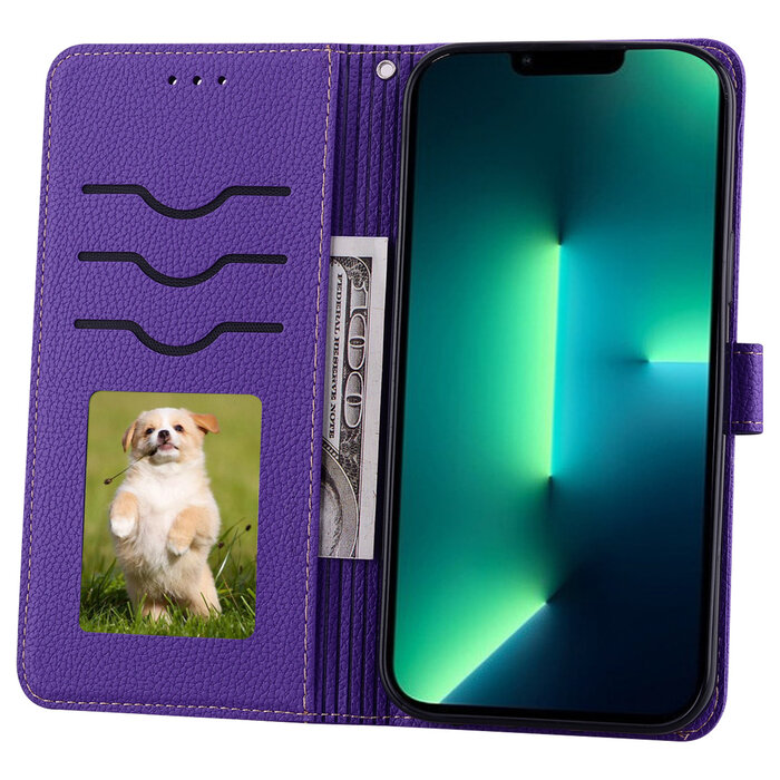 JVS Products Samsung Galaxy A22 4G hoesje - Bookcase - Koord - Pasjeshouder - Portemonnee - Camerabescherming - Kunstleer - Paars