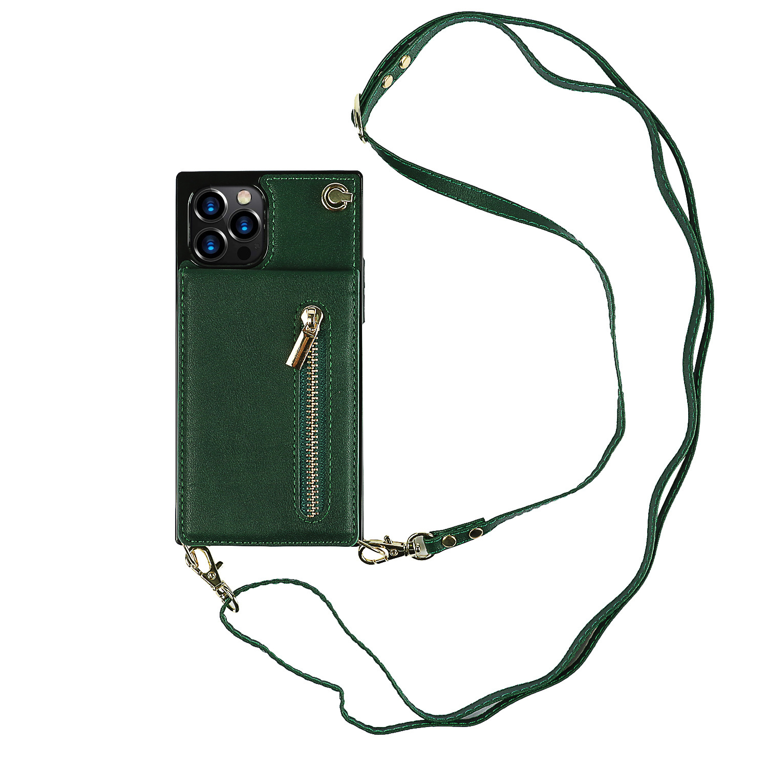 JVS Products Samsung Galaxy S22 Ultra hoesje - Backcover - Pasjeshouder - Portemonnee - Koord - Kunstleer - Groen