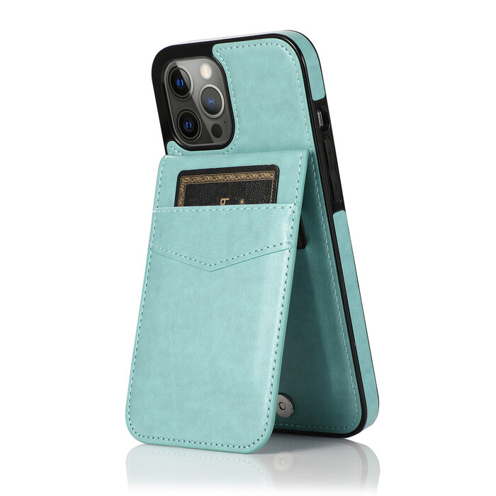 JVS Products iPhone SE 2022 hoesje - Backcover - Pasjeshouder - Portemonnee - Kunstleer - Lichtblauw