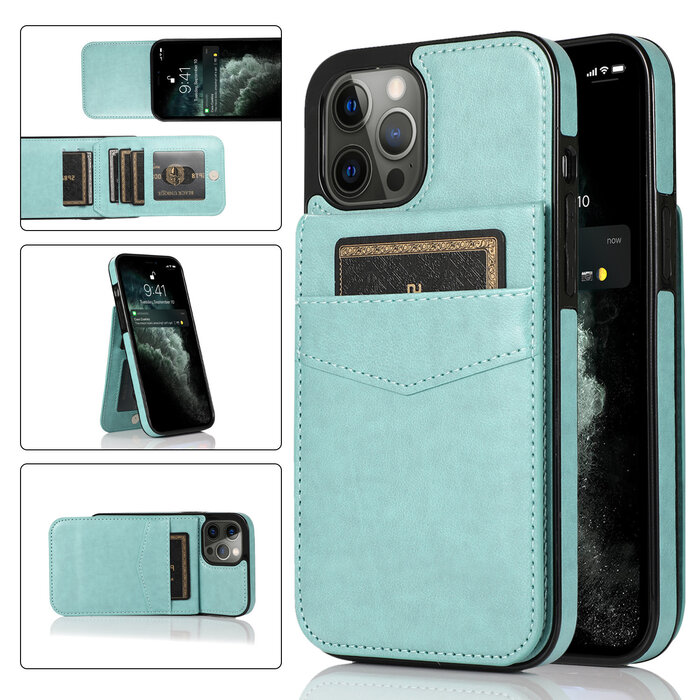 JVS Products iPhone SE 2022 hoesje - Backcover - Pasjeshouder - Portemonnee - Kunstleer - Lichtblauw
