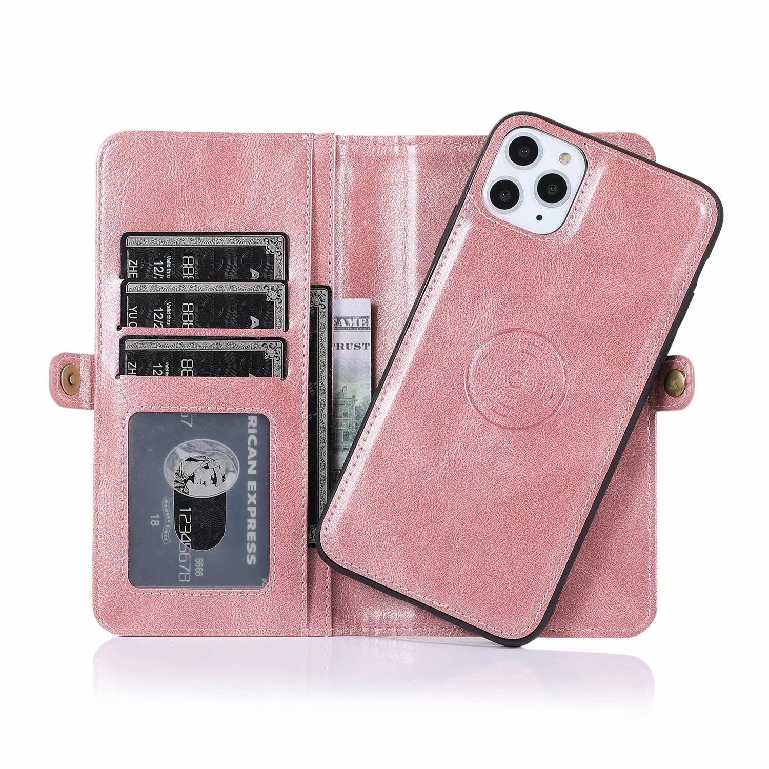 JVS Products iPhone 13 Pro Max hoesje - Bookcase - Afneembaar 2 in 1 - Backcover - Pasjeshouder - Portemonnee - Kunstleer - Rose Goud