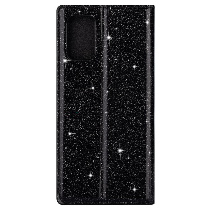 JVS Products Samsung Galaxy A52S hoesje - Bookcase - Pasjeshouder - Portemonnee - Glitter - TPU - Zwart