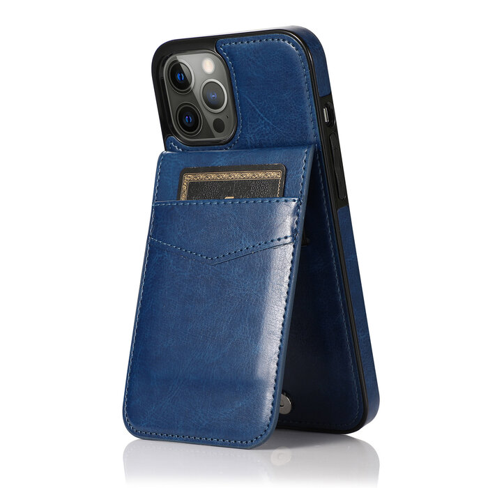 JVS Products iPhone SE 2020 hoesje - Backcover - Pasjeshouder - Portemonnee - Kunstleer - Donkerblauw