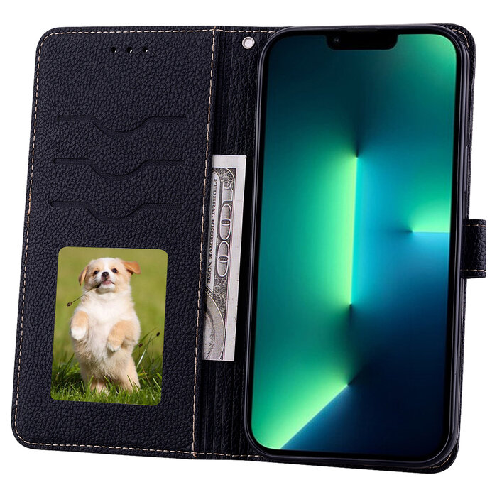 JVS Products iPhone 8 hoesje - Bookcase - Koord - Pasjeshouder - Portemonnee - Camerabescherming - Kunstleer - Zwart