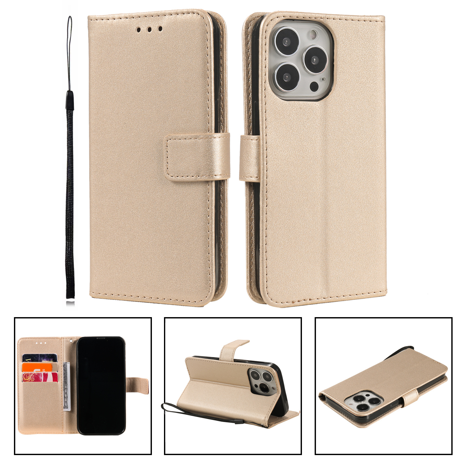 JVS Products iPhone XS hoesje - Bookcase - Pasjeshouder - Portemonnee - Camerabescherming - Kunstleer - Goud