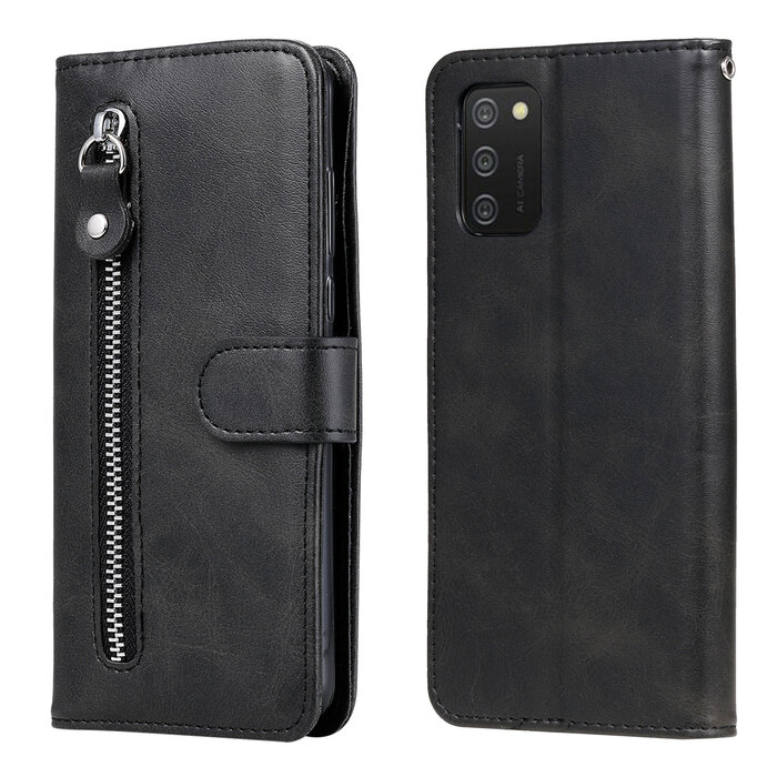 JVS Products Xiaomi Redmi Note 9T 5G hoesje - Bookcase - Pasjeshouder - Portemonnee - Rits - Kunstleer - Zwart