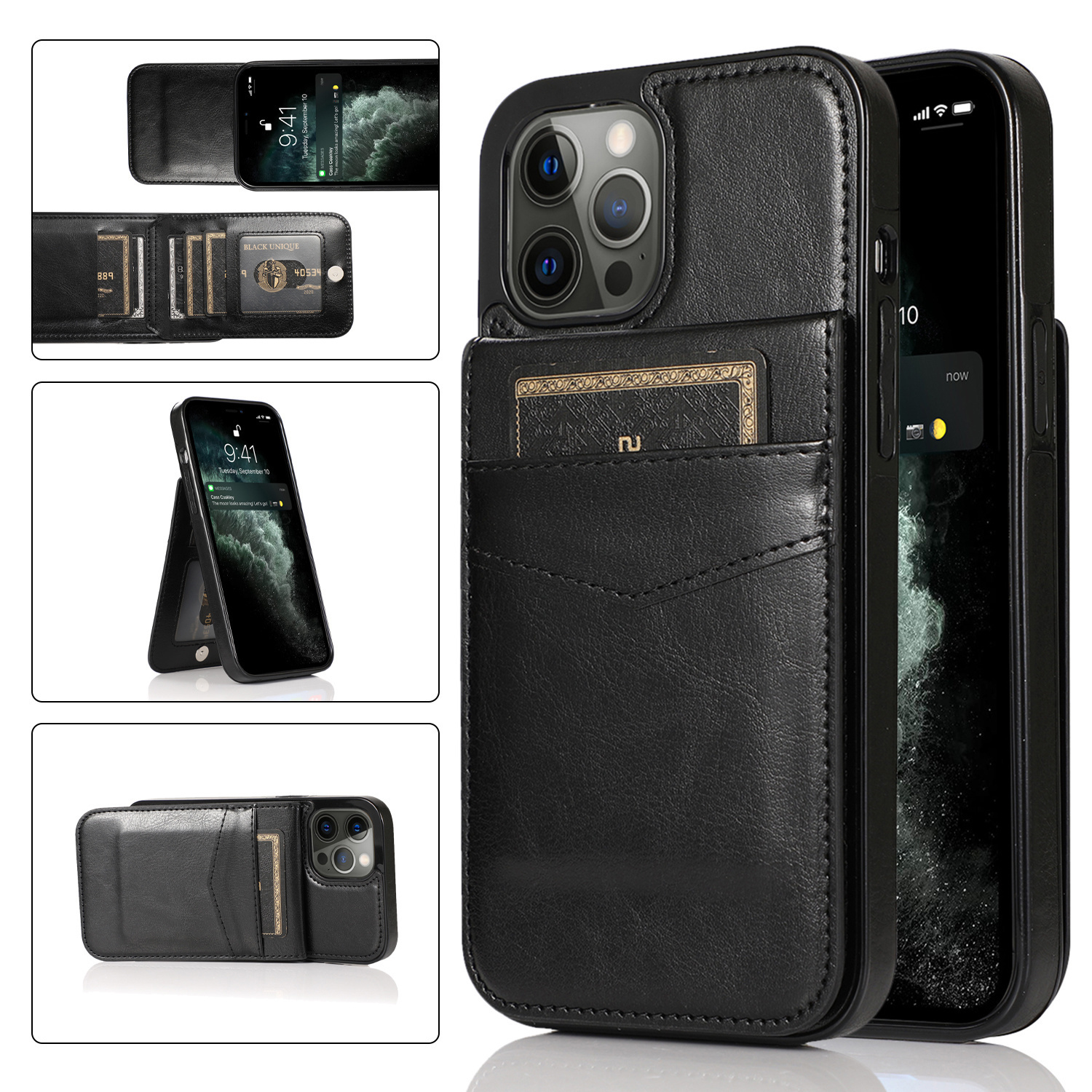 JVS Products Samsung Galaxy A52 hoesje - Backcover - Pasjeshouder - Portemonnee - Kunstleer - Zwart