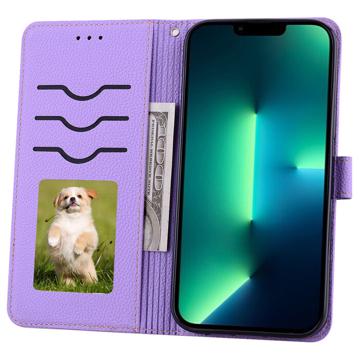 JVS Products Samsung Galaxy A72 hoesje - Bookcase - Koord - Pasjeshouder - Portemonnee - Camerabescherming - Kunstleer - Lichtpaars
