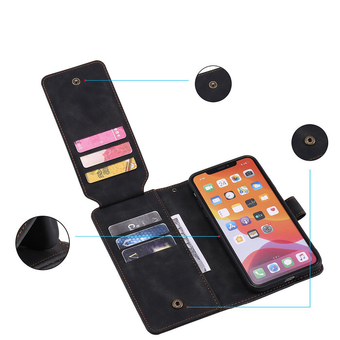 JVS Products iPhone XS Max hoesje - Bookcase - Koord - Pasjeshouder - Portemonnee - Kunstleer - Bruin