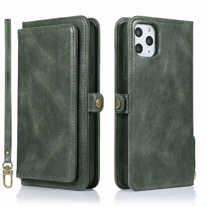 JVS Products iPhone 11 Pro hoesje - Bookcase - Afneembaar 2 in 1 - Backcover - Pasjeshouder - Portemonnee - Kunstleer - Groen