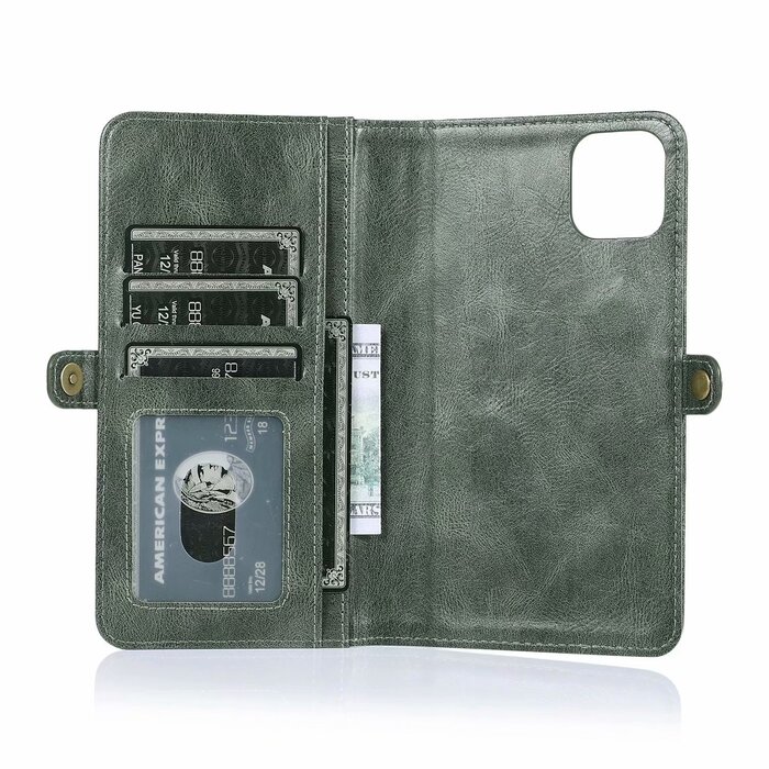 JVS Products iPhone 11 Pro hoesje - Bookcase - Afneembaar 2 in 1 - Backcover - Pasjeshouder - Portemonnee - Kunstleer - Groen