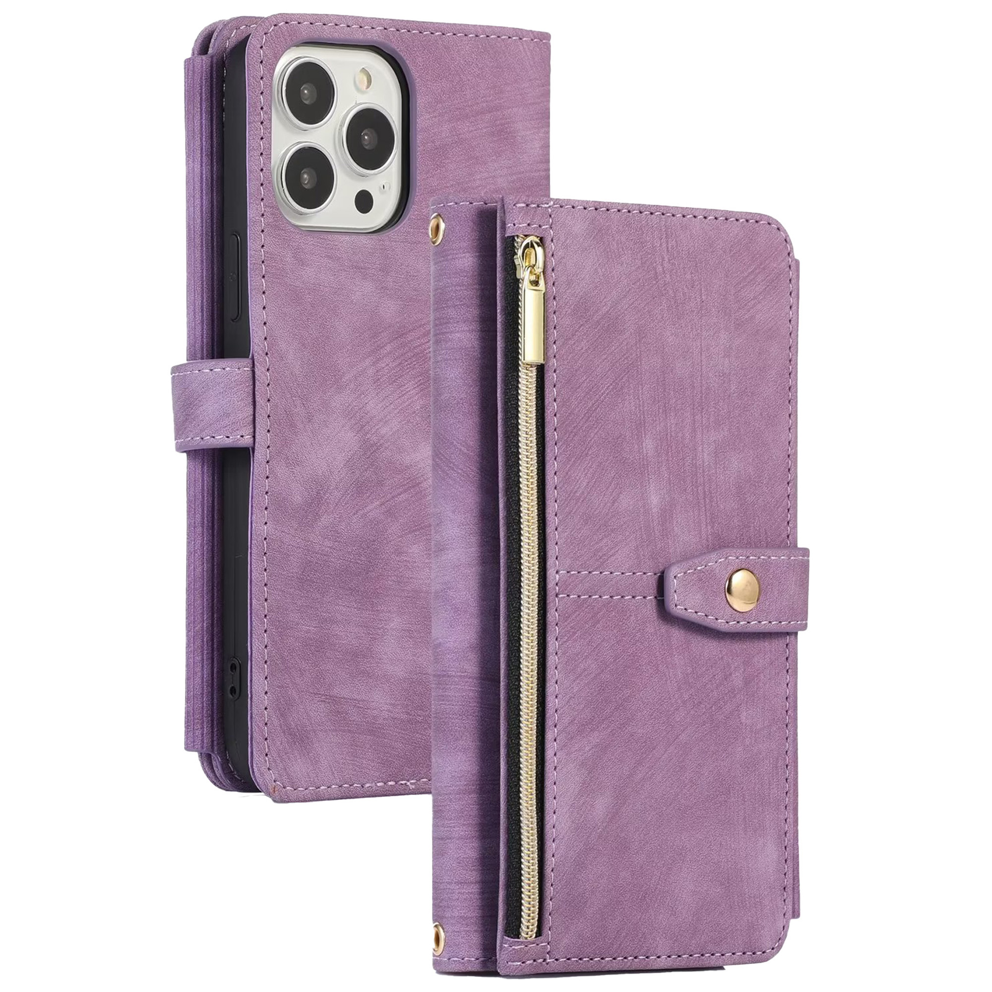 Samsung Galaxy S22 Plus hoesje - Bookcase - Koord - Pasjeshouder - Portemonnee - Kunstleer - Paars afbeelding