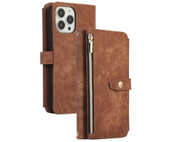 JVS Products iPhone 12 Pro Max hoesje - Bookcase - Koord - Pasjeshouder - Portemonnee - Kunstleer - Bruin