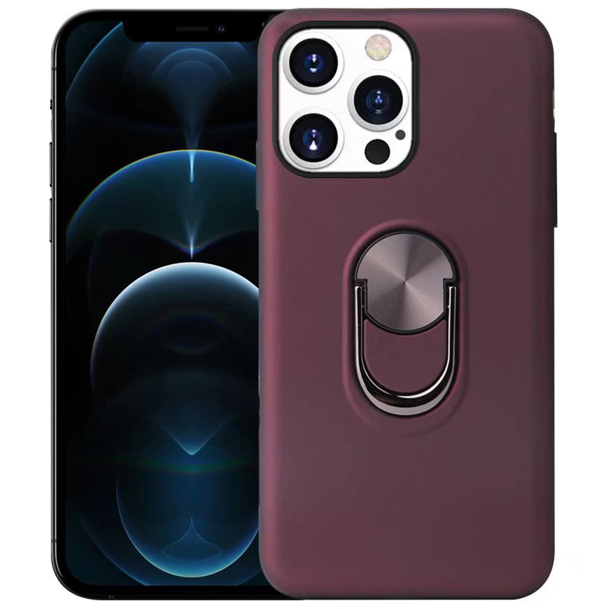 iPhone 12 Pro Max hoesje - Backcover - Ringhouder - TPU - Paars afbeelding