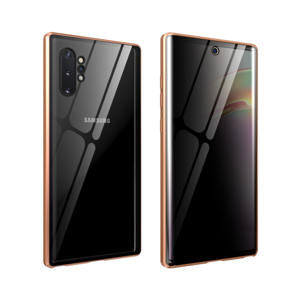iPhone X hoesje - Full body - Shockproof - Gehard glas - Metaal - Goud afbeelding