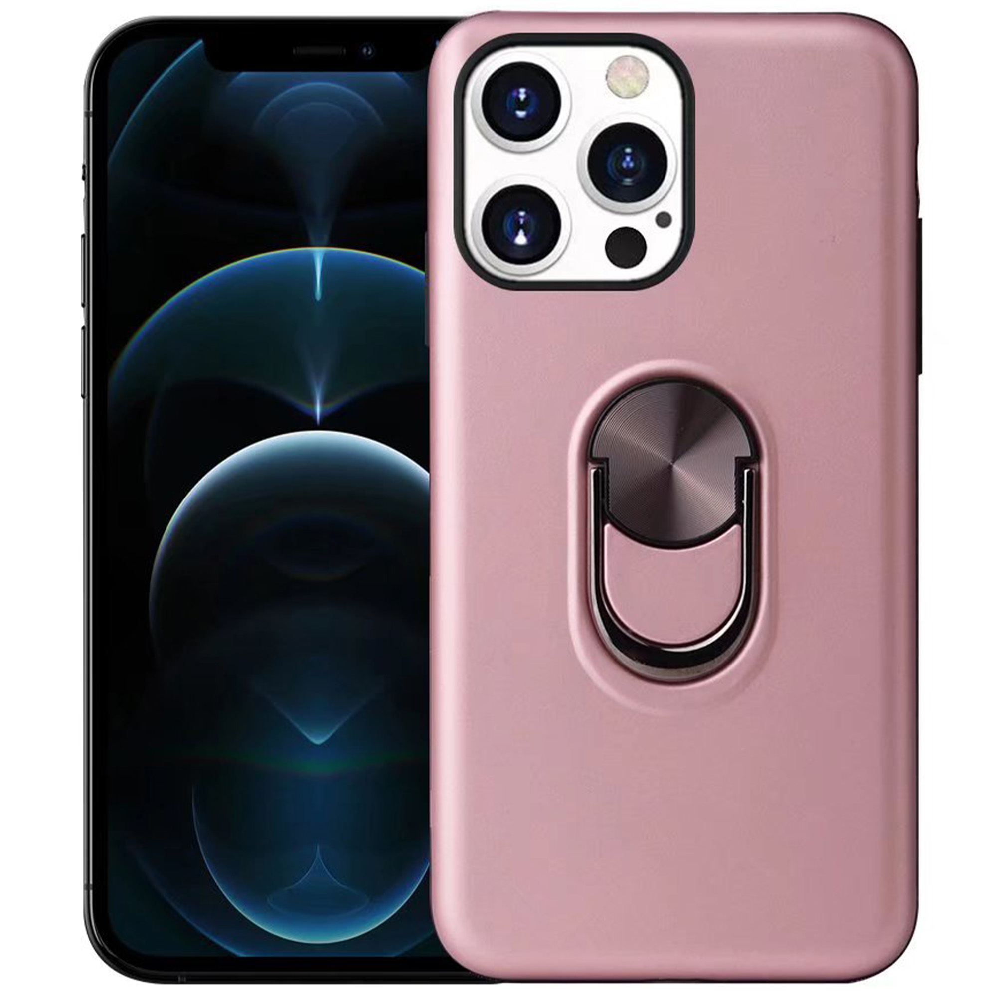 iPhone X hoesje - Backcover - Ringhouder - TPU - Rose Goud afbeelding