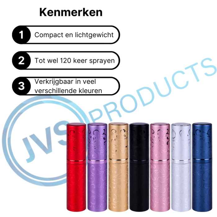 JVS Products Luxe Mini Parfum Flesje - Navulbaar - 10 ml - Reisflesje - Parfumverstuiver - Roze