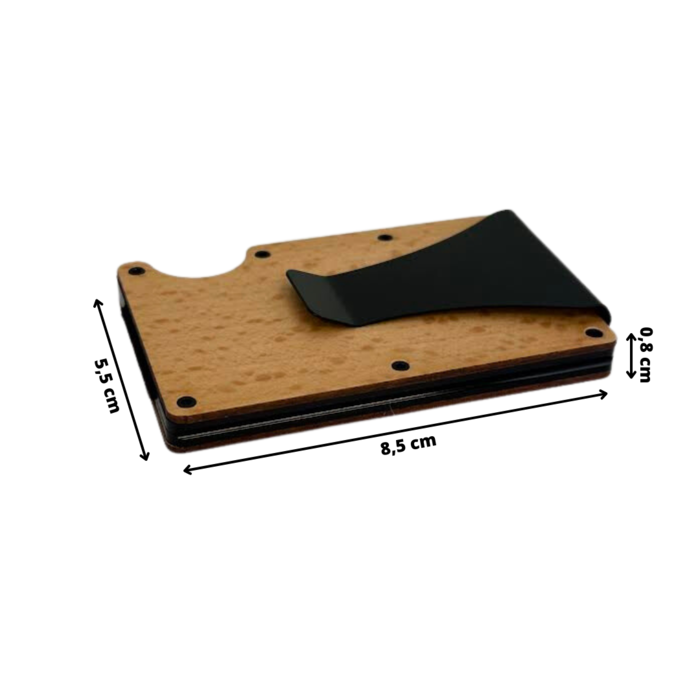 JVS Products Houten Pasjeshouder met Geldclip - Pasjeshouder - Geldclip - RFID beveiliging - Hout - Bruin