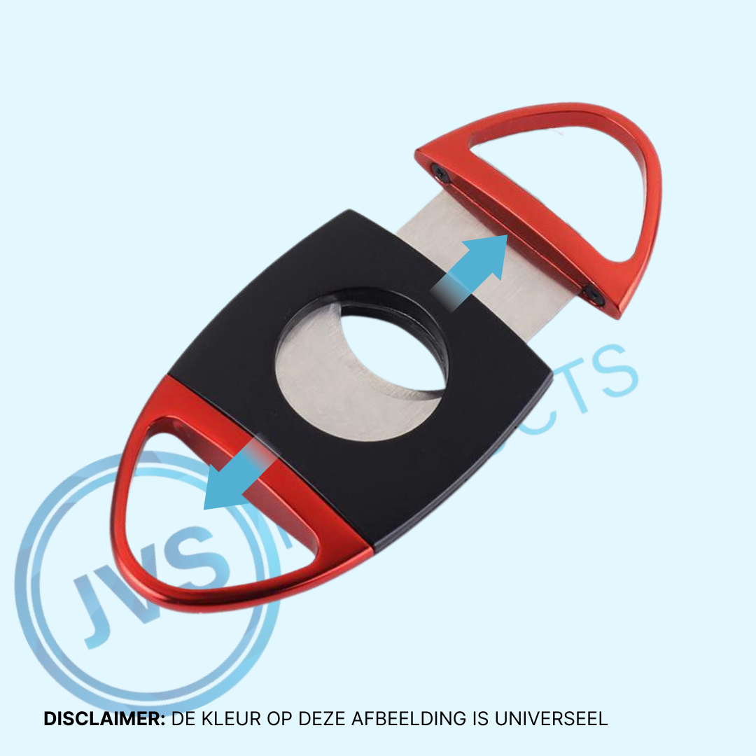 JVS Products Sigarenknipper - Sigarensnijder - Sigaar Knippen - Ovaal - Tot 22 mm dik - Roestvrij Staal - 1 stuk - Rood/Goud