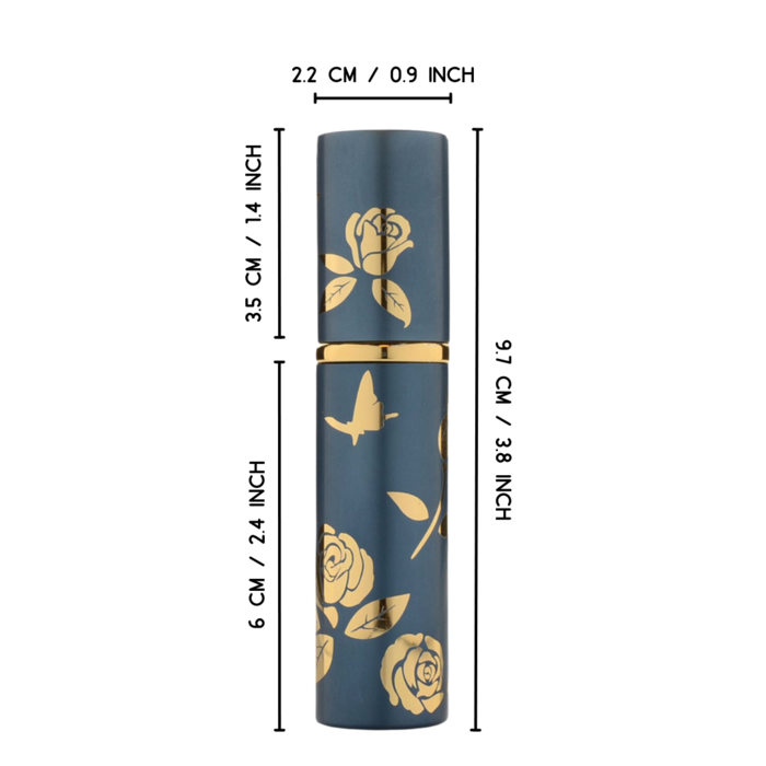 JVS Products Luxe Mini Parfum Flesje - Navulbaar - 10 ml - Reisflesje - Parfumverstuiver - Blauw / Goud kopen