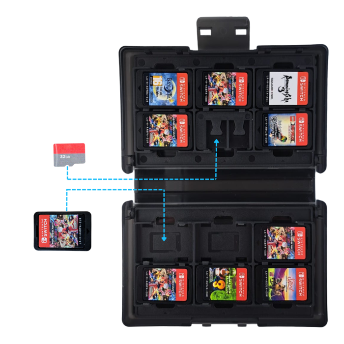 JVS Products Game Card Case geschikt voor Nintendo Switch games - Accessoires Switch - 12 Games - Opbergen - Beschermen - Travel Koffer - Plastic - Grijs