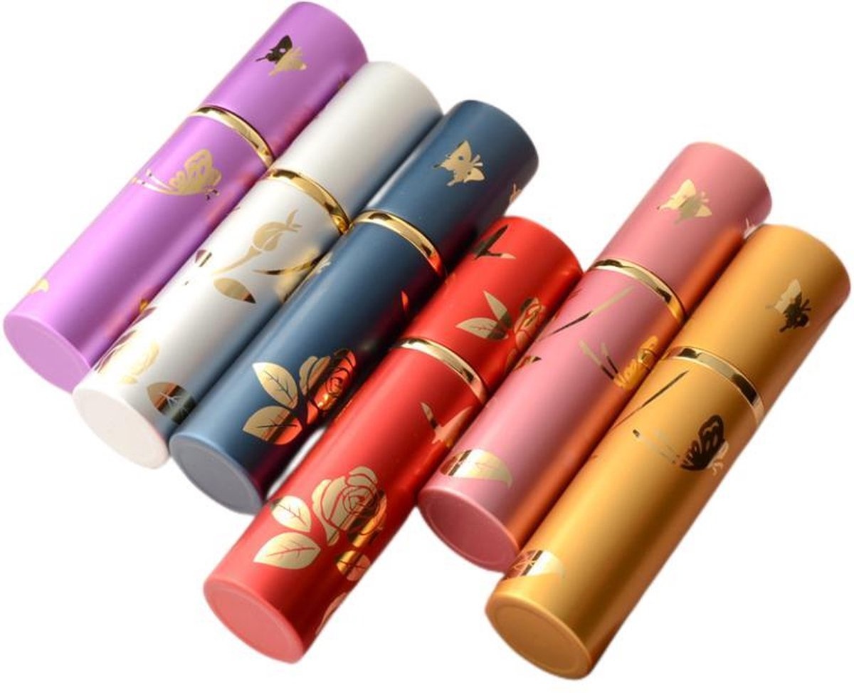 JVS Products Luxe Mini Parfum Flesje - Navulbaar - 10 ml - Reisflesje - Parfumverstuiver - Roze / Goud