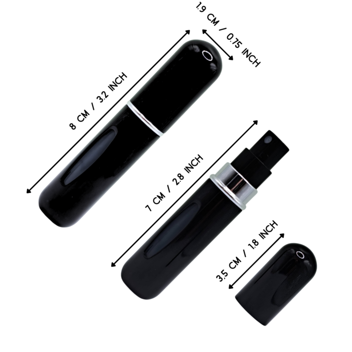 JVS Products Mini Parfum Flesje - Navulbaar - 5 ml - Reisflesje - Parfumverstuiver - Zwart