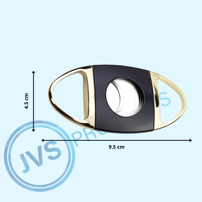 JVS Products Sigarenknipper - Sigarensnijder - Sigaar Knippen - Ovaal - Tot 22 mm dik - Roestvrij Staal - 1 stuk - Zwart/Goud