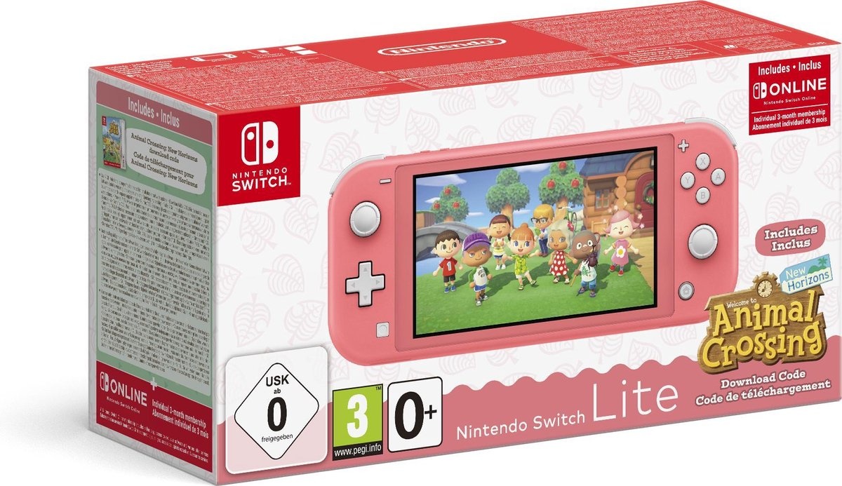 Nintendo Switch Lite Console (Coral) + Animal Crossing: New Horizons afbeelding