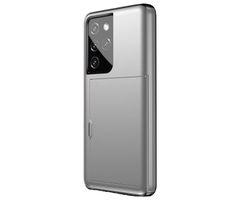 JVS Products iPhone SE 2022 hoesje - Backcover - Hardcase - Pasjeshouder - Portemonnee - Shockproof - TPU - Zilver