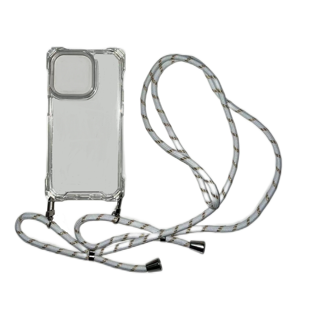 iPhone 13 hoesje - Backcover - Koord - Extra valbescherming - TPU - Transparant afbeelding