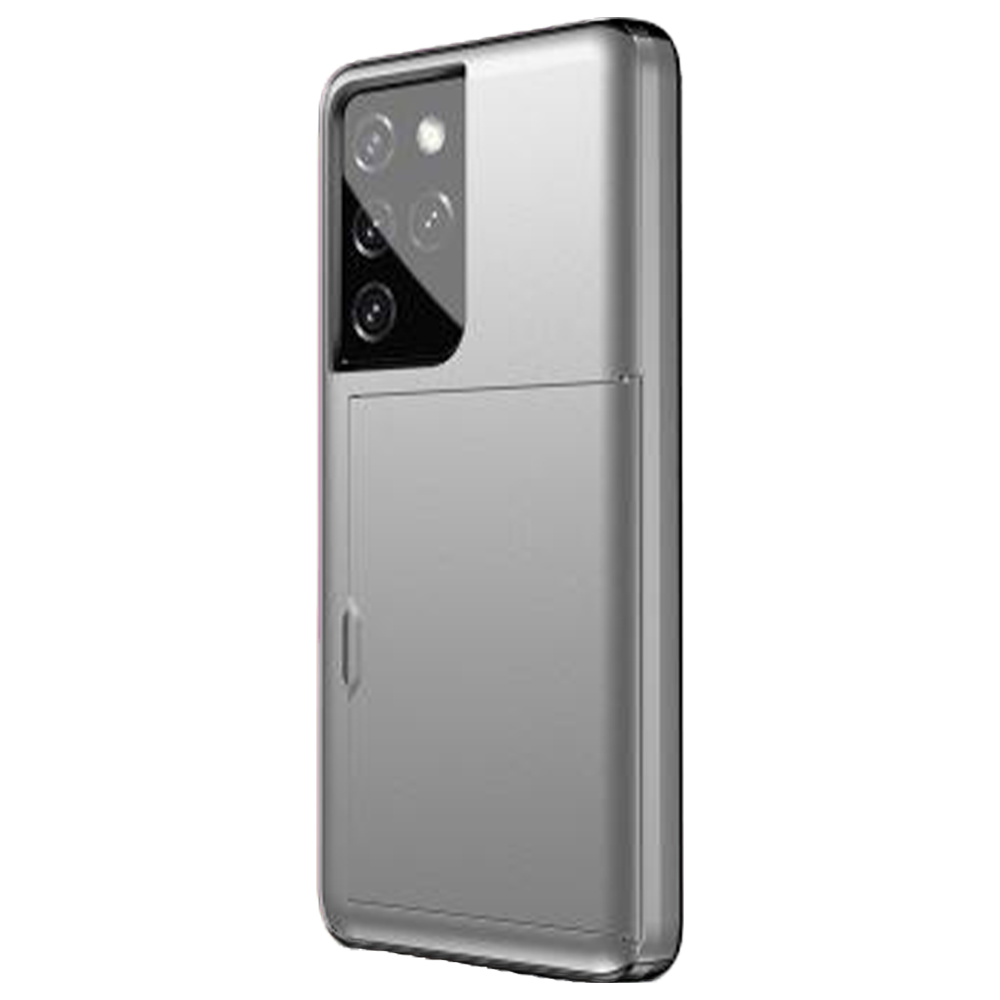 iPhone XR hoesje - Backcover - Hardcase - Pasjeshouder - Portemonnee - Shockproof - TPU - Zilver afbeelding