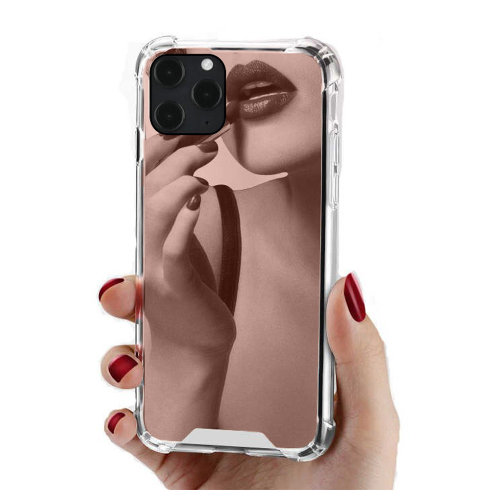 iPhone 8 hoesje - Backcover - Hardcase - Spiegel - TPU - Rose Goud afbeelding