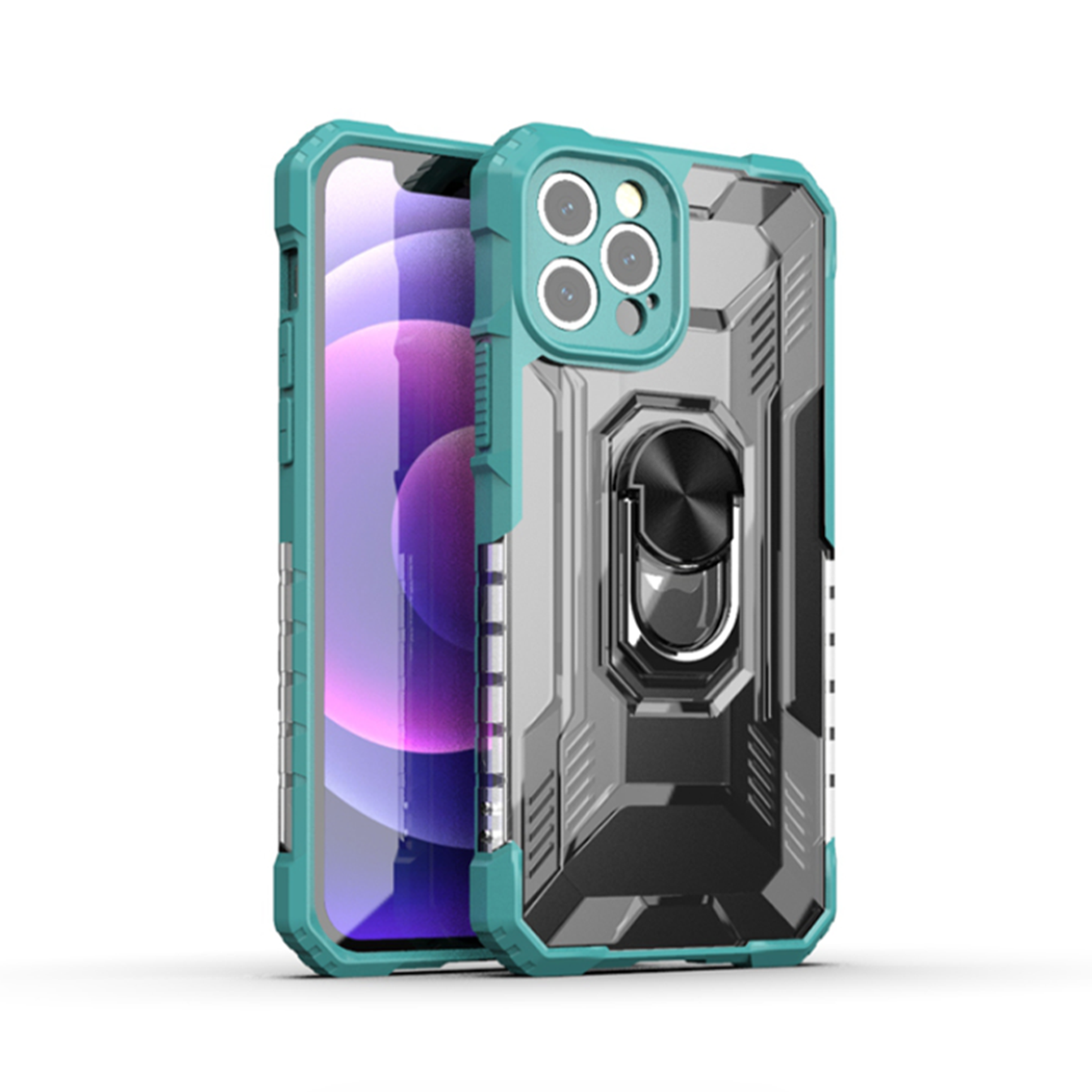 Samsung Galaxy S21 Plus hoesje - Backcover - Rugged Armor - Ringhouder - Shockproof - Extra valbescherming - TPU - Groen afbeelding