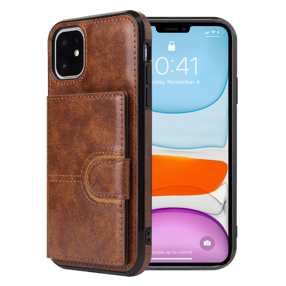 iPhone 12 Pro hoesje - Backcover - Pasjeshouder - Portemonnee - Kunstleer - Bruin afbeelding