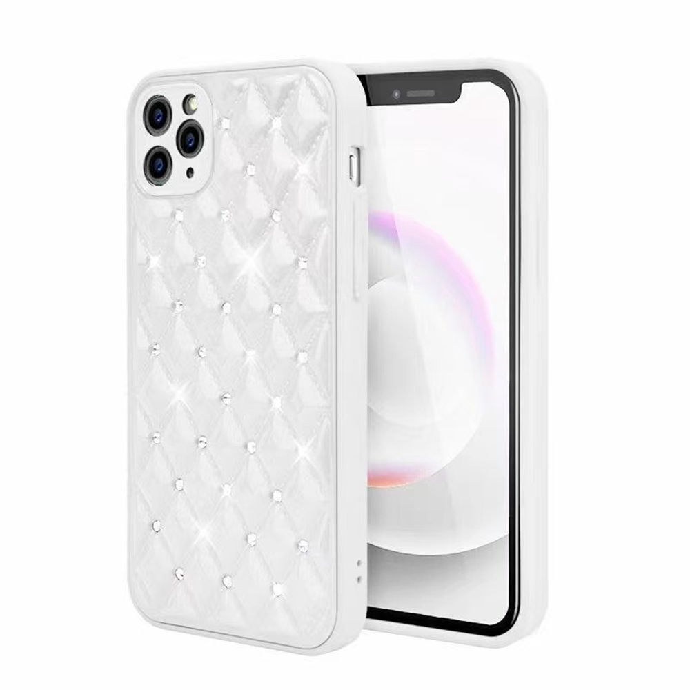 iPhone X hoesje - Backcover - Luxe - Diamantpatroon - TPU - Wit afbeelding