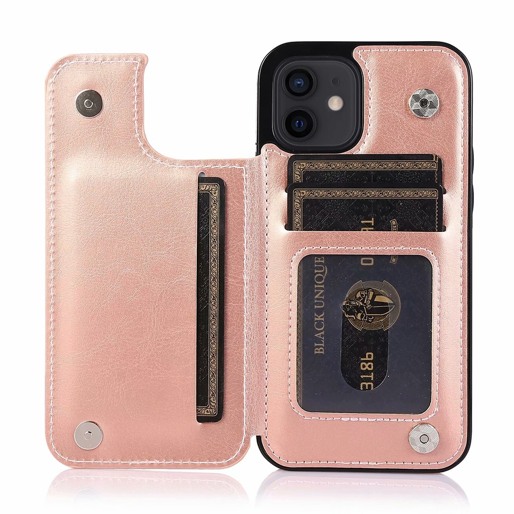 iPhone 12 Pro Max hoesje - Backcover - Pasjeshouder - Portemonnee - Kunstleer - Rose Goud afbeelding