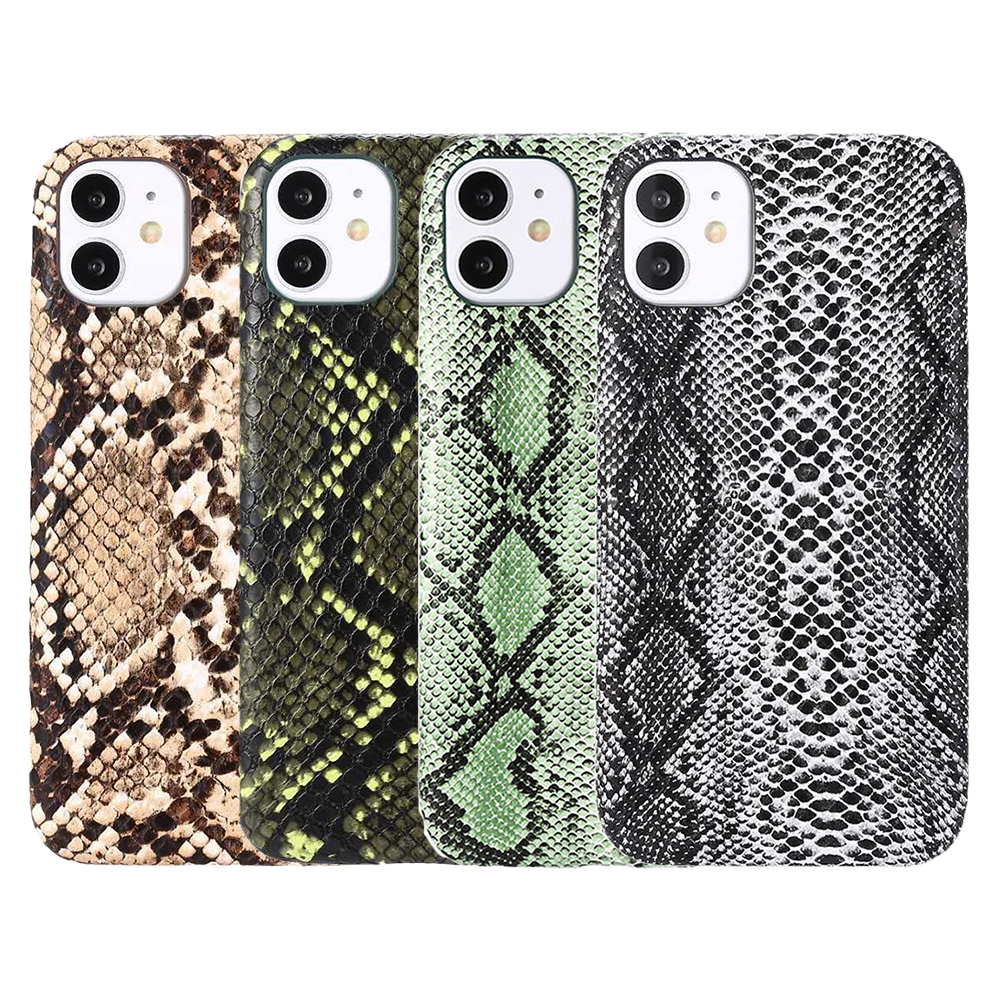 iPhone 12 hoesje - Backcover - Slangenprint - TPU - Donkergroen afbeelding