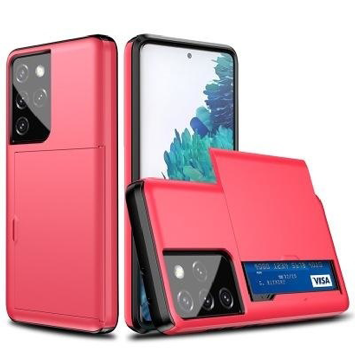 JVS Products iPhone 12 Pro Max hoesje - Backcover - Hardcase - Pasjeshouder - Portemonnee - Shockproof - TPU - Rood