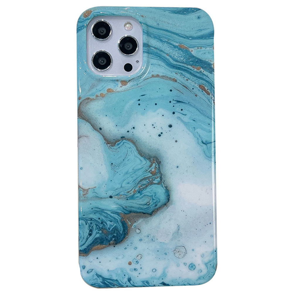 iPhone 11 Pro Max hoesje - Backcover - Softcase - Marmer - Marmerprint - TPU - Turquoise/Groen afbeelding