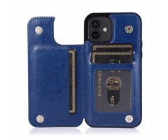 JVS Products iPhone 12 hoesje - Backcover - Pasjeshouder - Portemonnee - Kunstleer - Blauw