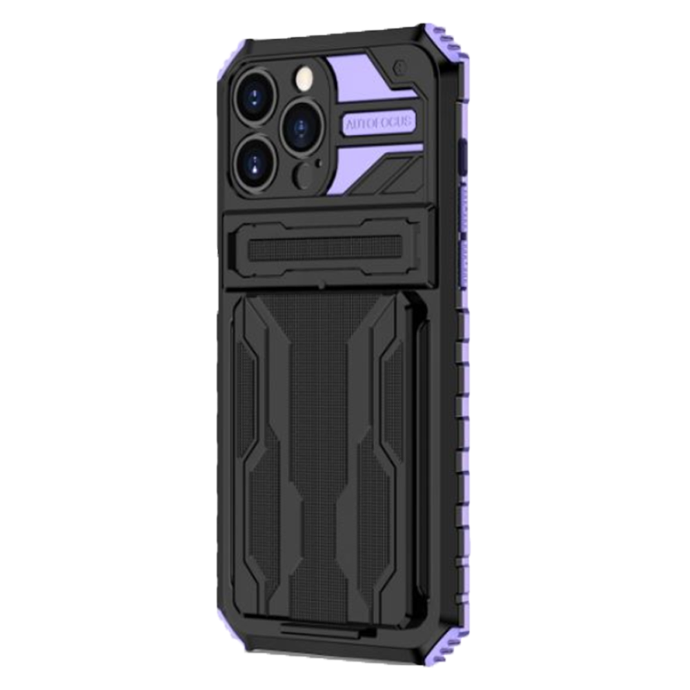 Samsung Galaxy A72 hoesje - Backcover - Rugged Armor - Kickstand - Extra valbescherming - TPU - Zwart/Paars afbeelding