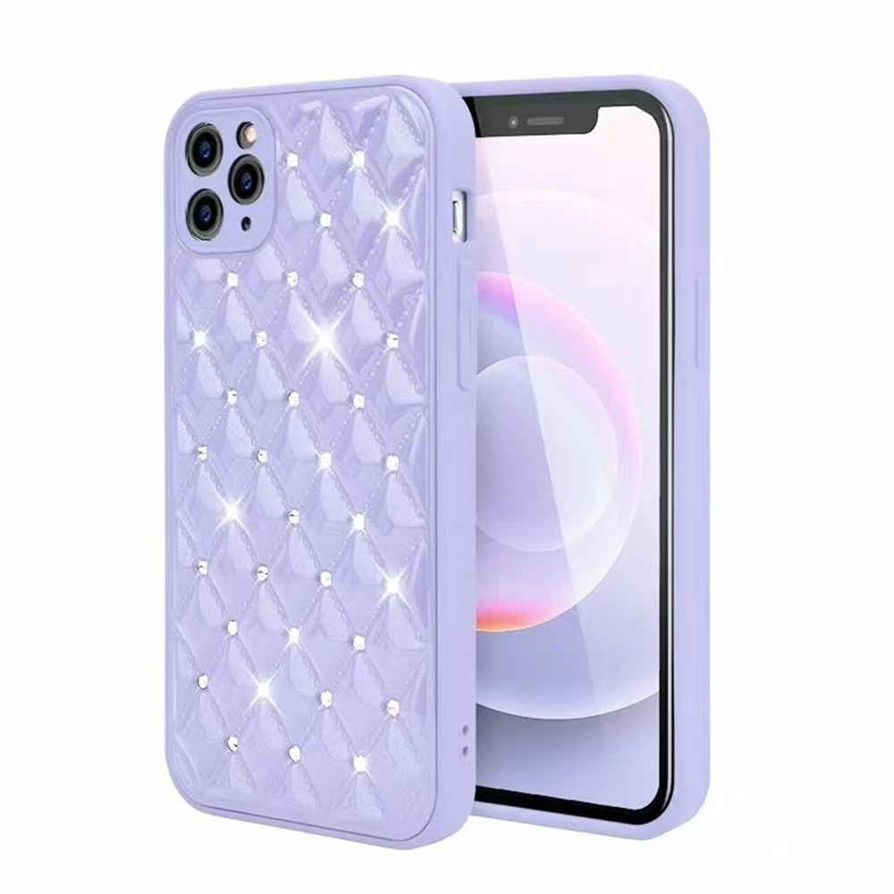 iPhone 11 Pro hoesje - Backcover - Luxe - Diamantpatroon - TPU - Paars afbeelding