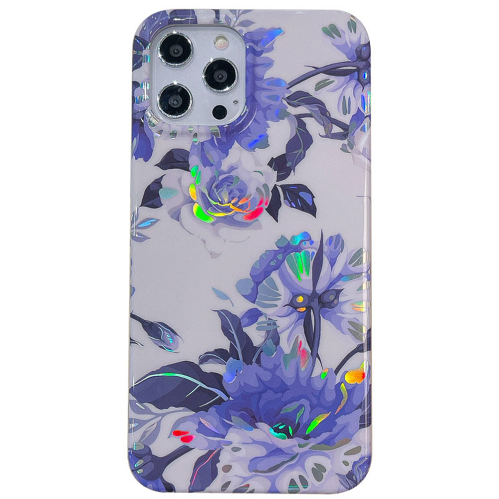 iPhone 8 hoesje - Backcover - Softcase - Bloemenprint - Bloemen - TPU - Wit/Paars afbeelding
