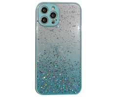 JVS Products Samsung Galaxy A12 hoesje - Backcover - Camerabescherming - Glitter - TPU - Lichtblauw